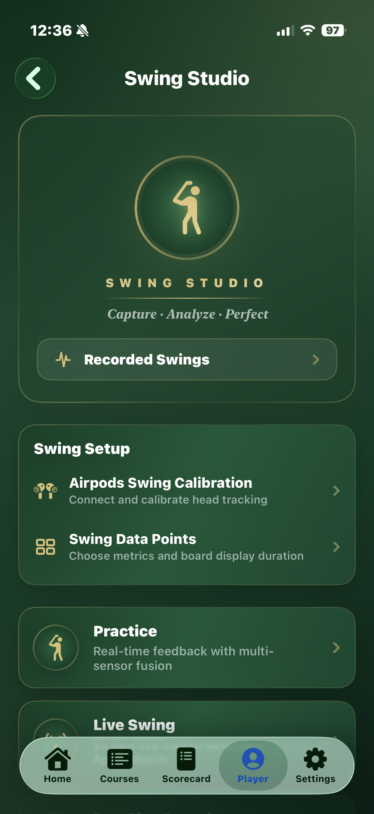 T'doff screenshot showing hole overview and distance