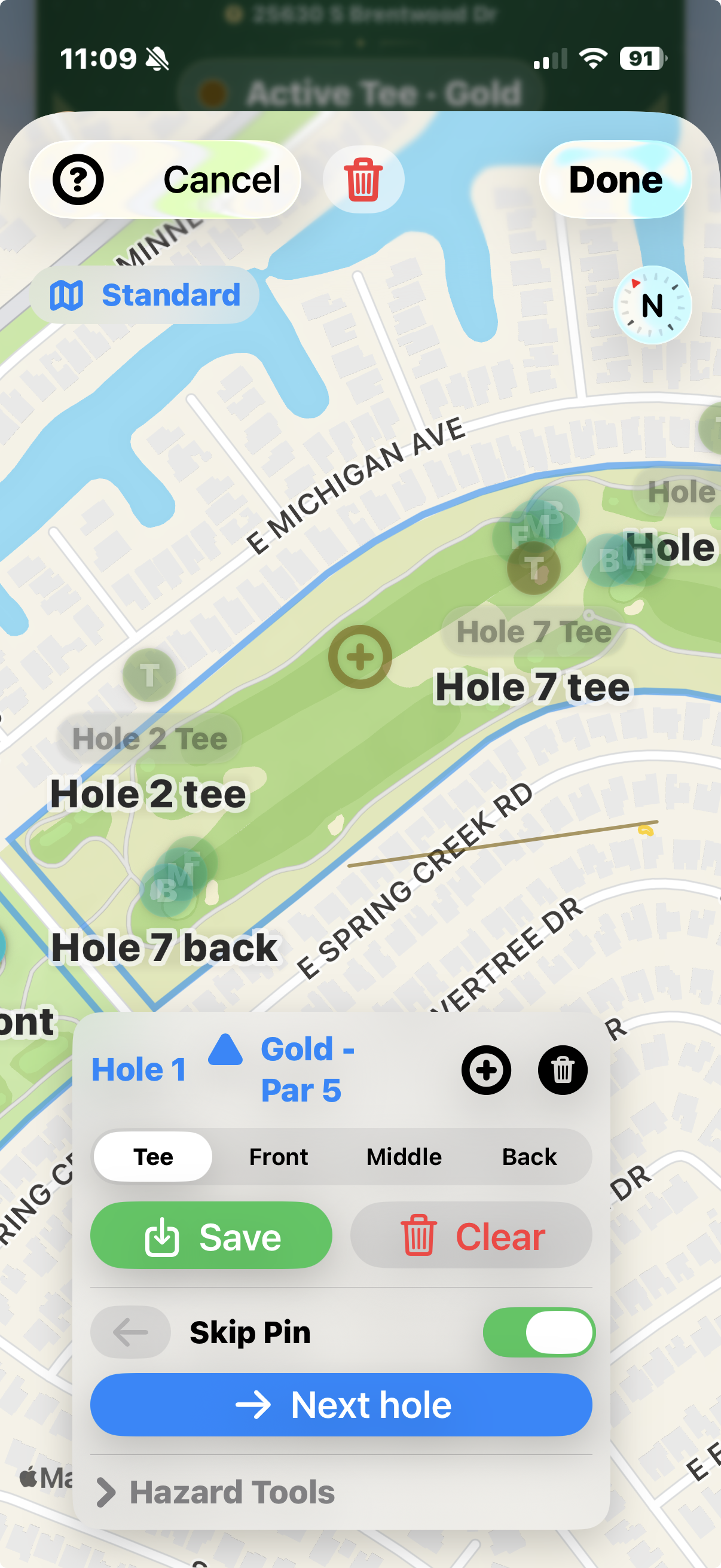 T'doff app screenshot: course layout manager